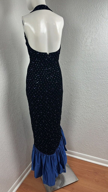 Blue vintage shiny suspender long elegant ruffled prom dress evening dress party dress dance dress gh3226