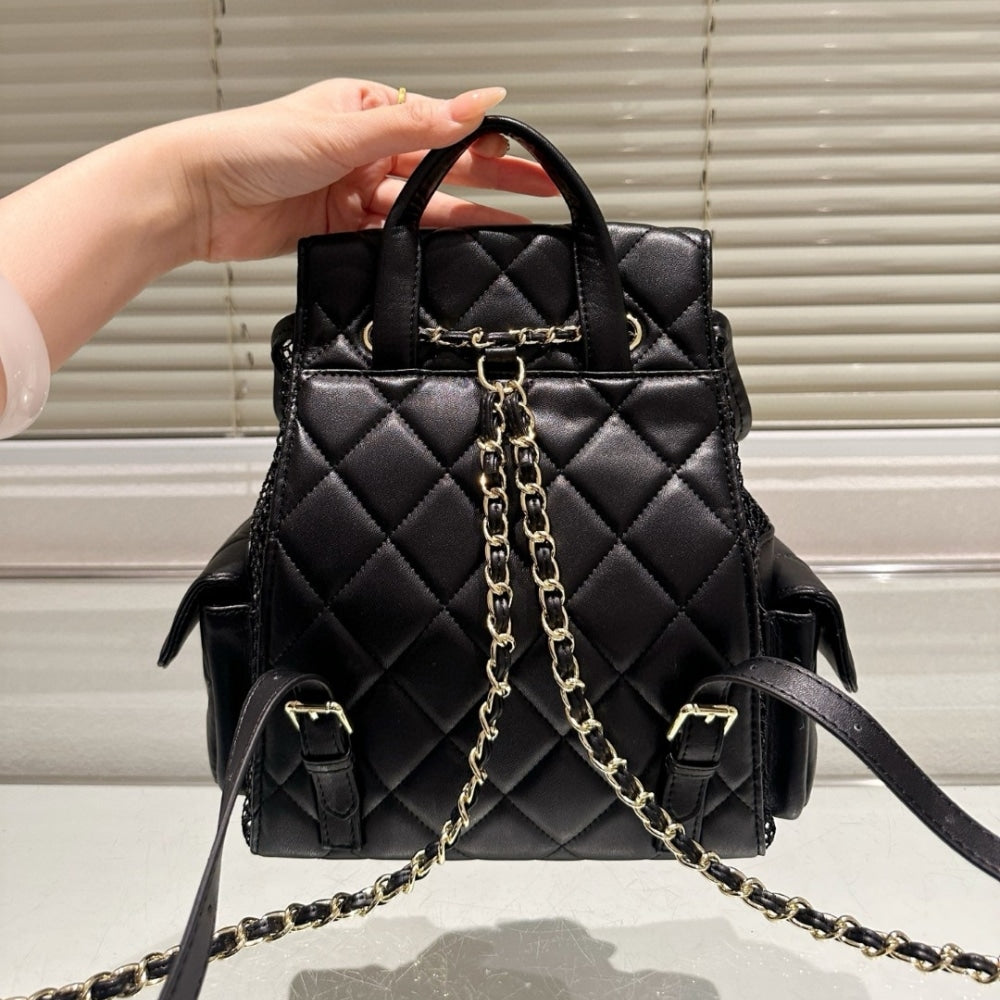 CHANEL MESH BACKPACK BLACK 20CM AS5484 B20127 94305