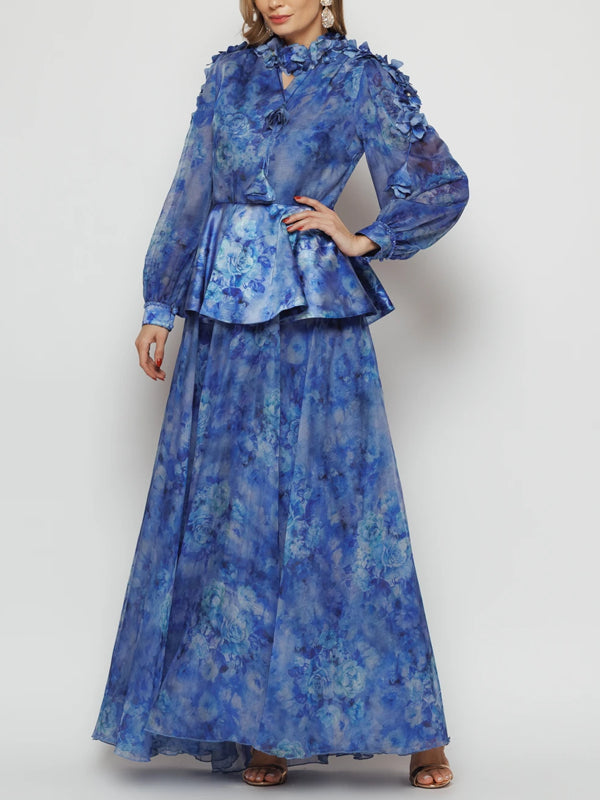 3D Temperament Chiffon Printing Women's Dress