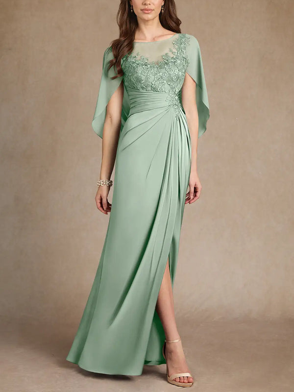 Agave A-Line Lace Stretch Satin Dress