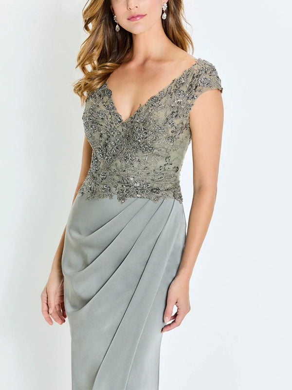 V-Neck Lace Solid Color Maxi Dress