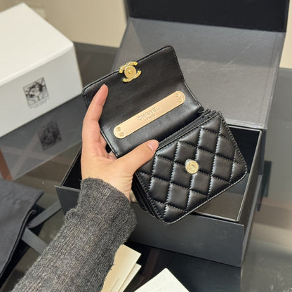 CHANEL MINI MATELASSE TOP HANDLE GOLD HARDWARE BLACK 12CM