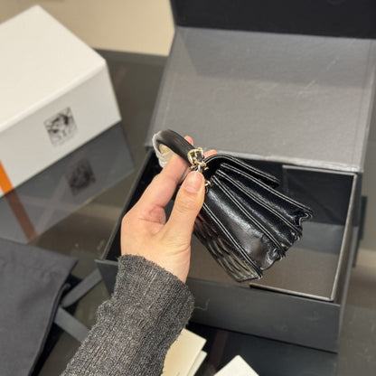 CHANEL MINI MATELASSE TOP HANDLE GOLD HARDWARE BLACK 12CM