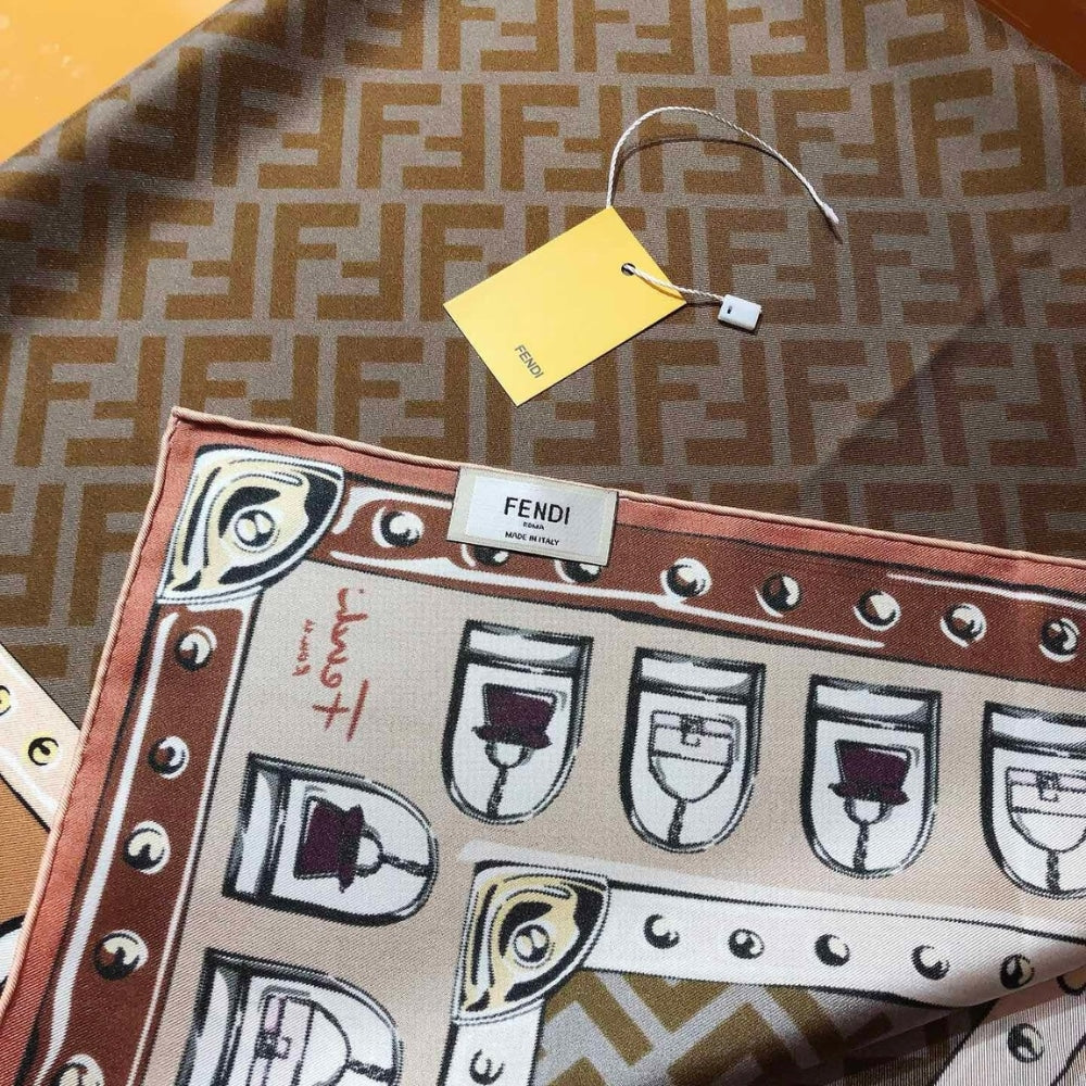 FENDI FF FOULARD BROWN 90CM FXT091AQD6F1N3I