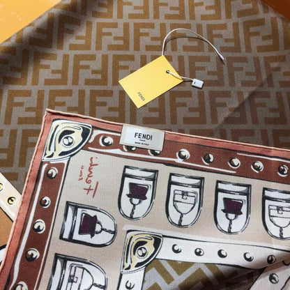 FENDI FF FOULARD BROWN 90CM FXT091AQD6F1N3I
