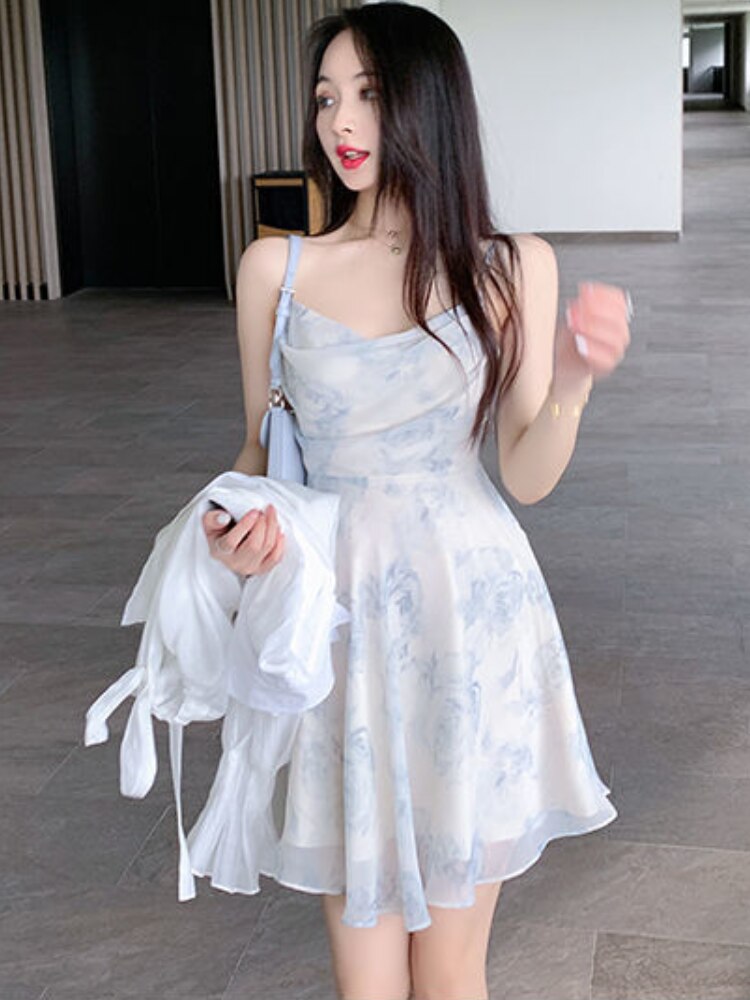 loveedsTM-Summer Party Midi Elegant Dress Women Strap Sexy Design High Wasit Vintage Casual Dress Sleeveless Chiffon Sweet Dress