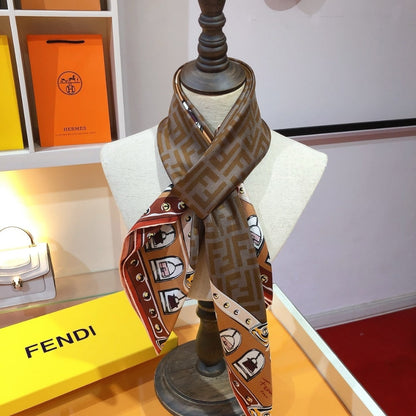 FENDI FF FOULARD BROWN 90CM FXT091AQD6F1N3I