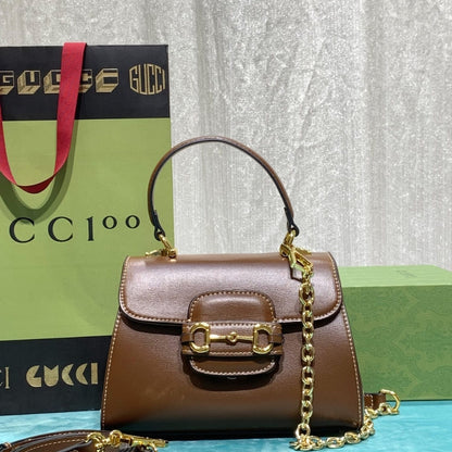GUCCI HORSEBIT 1955 MINI TOP HANDLE BAG LIGHT BROWN 29CM 703848 AAA7G 2361