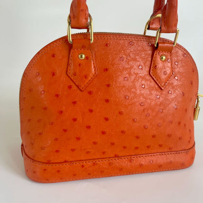 Louis Vuitton Orange Alma BB orange ostrich leather bag