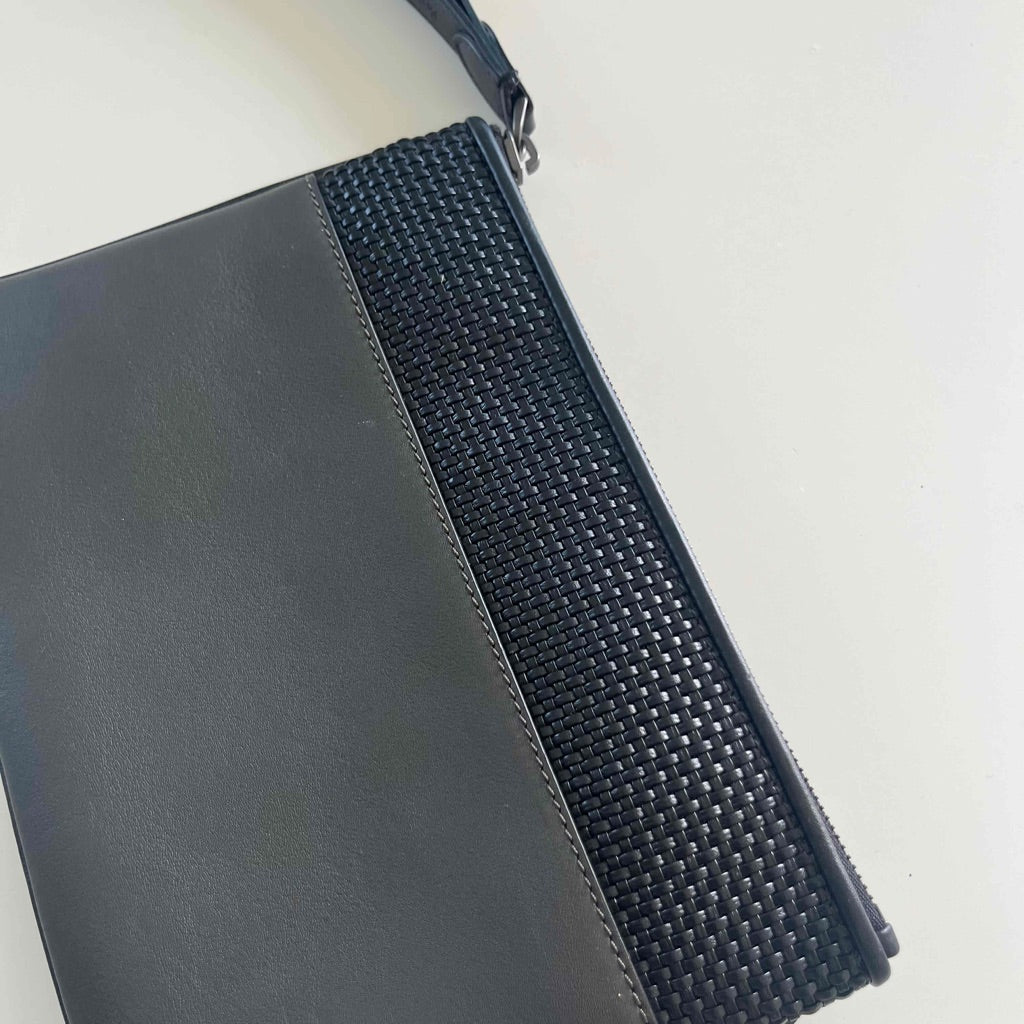 Zegna woven leather pouch