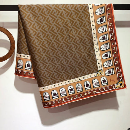 FENDI FF FOULARD BROWN 90CM FXT091AQD6F1N3I