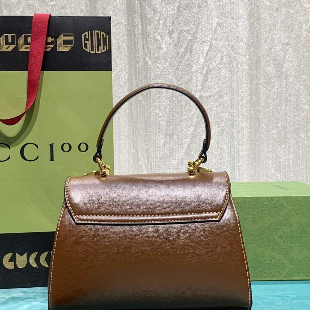 GUCCI HORSEBIT 1955 MINI TOP HANDLE BAG LIGHT BROWN 29CM 703848 AAA7G 2361