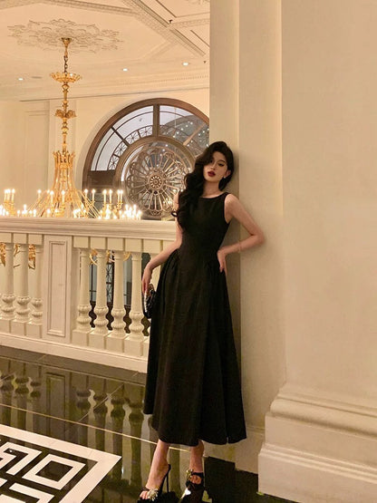 Sexy A Line Scoop Black Sleeveless Prom Dresses Party Dress Summer Birthday Outfits Birthday Dresses W813