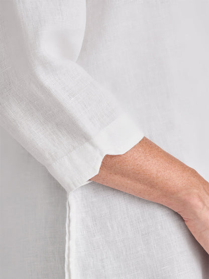 V-neck Cotton And Linen Solid Color Top