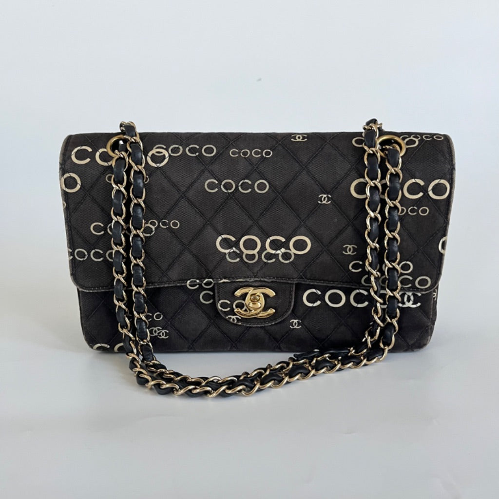 Chanel Coco Classic Double Flap Bag Quilted Canvas Medium
