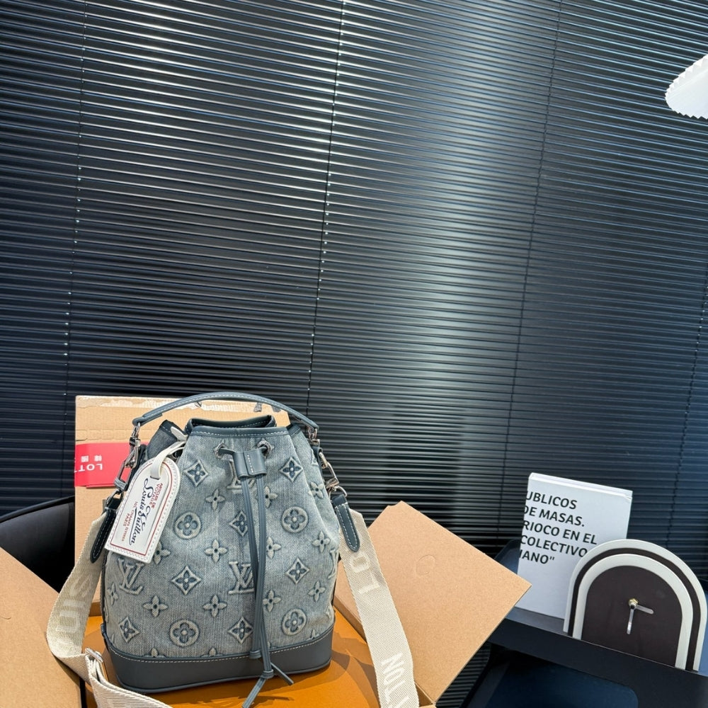 LOUIS VUITTON NOE BAG MONOGRAM DENIM BLUE 25CM