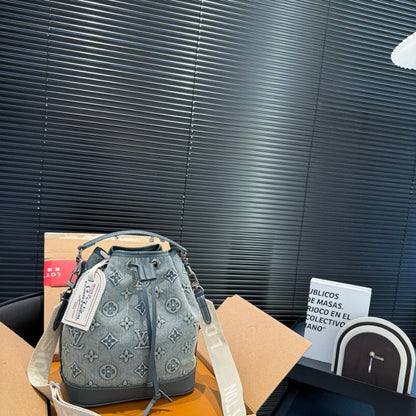 LOUIS VUITTON NOE BAG MONOGRAM DENIM BLUE 25CM