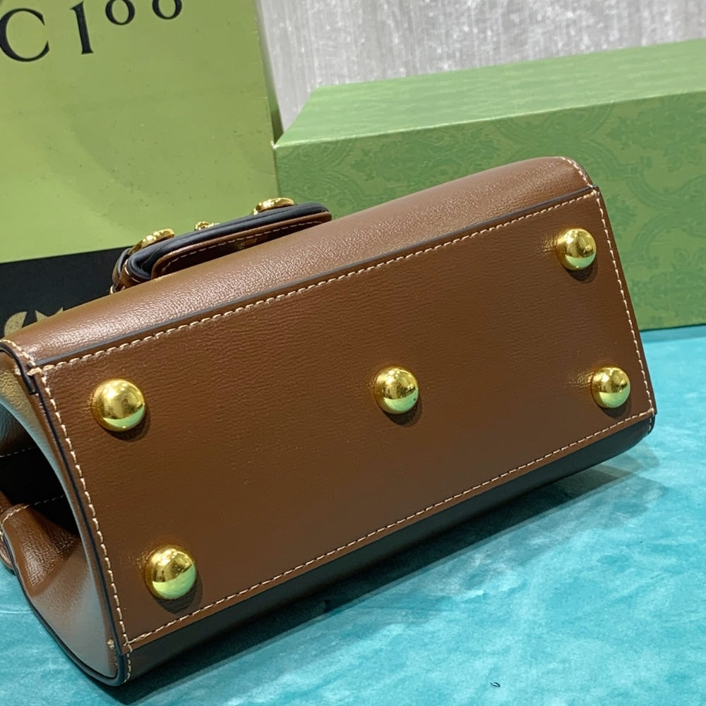 GUCCI HORSEBIT 1955 MINI TOP HANDLE BAG LIGHT BROWN 29CM 703848 AAA7G 2361