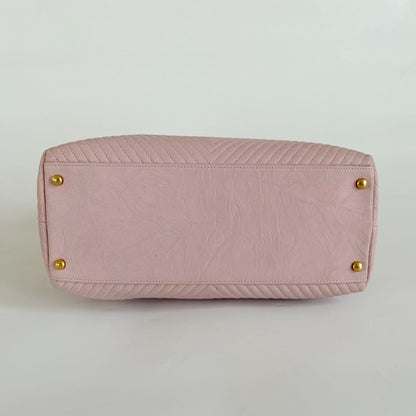 Chanel Chevron Leather Tote Bag Pink
