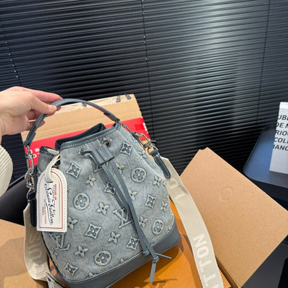 LOUIS VUITTON NOE BAG MONOGRAM DENIM BLUE 25CM
