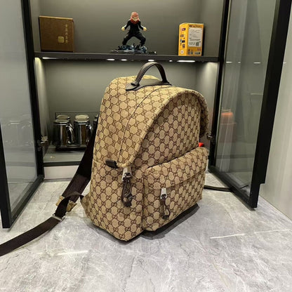 GUCCI GG CANVAS MEDIUM BACKPACK MEDIUM BACKPACK BEIGE AND DARK BROWN 36CM 824624 FAEHZ 9795
