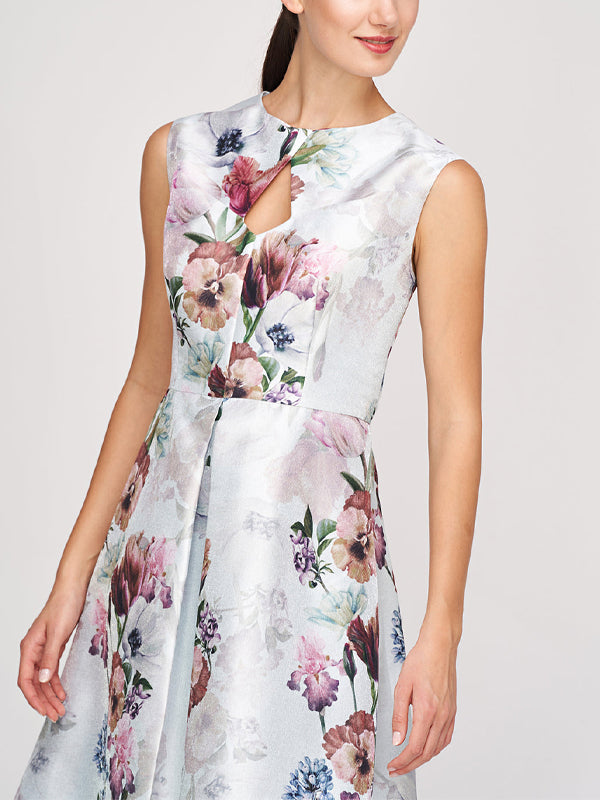 Crew Neck Sleeveless Printed Midi Dress