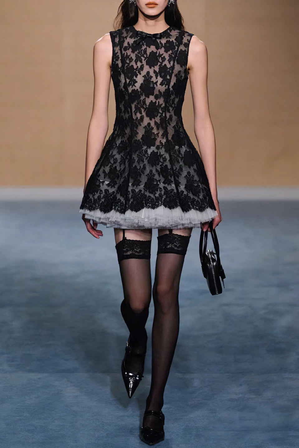 loveedsTM-Round Neck Sleeveless Lace Waist Mesh Tulle Puffy Dress