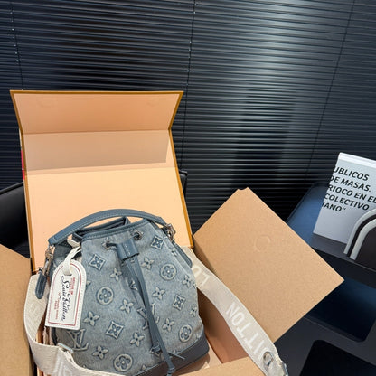 LOUIS VUITTON NOE BAG MONOGRAM DENIM BLUE 25CM