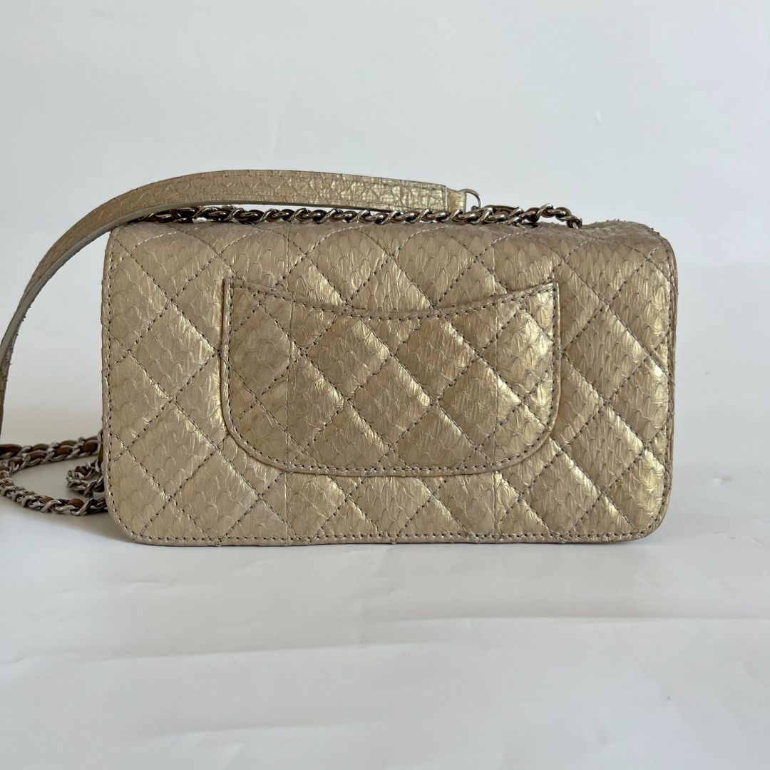 Chanel Mini Rectangle Gold Python Crossbody Bag