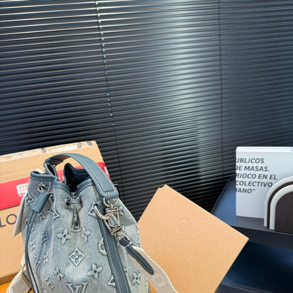 LOUIS VUITTON NOE BAG MONOGRAM DENIM BLUE 25CM