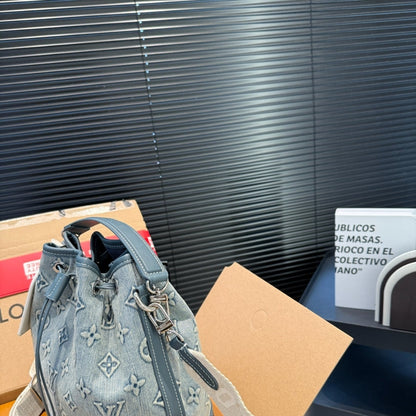 LOUIS VUITTON NOE BAG MONOGRAM DENIM BLUE 25CM