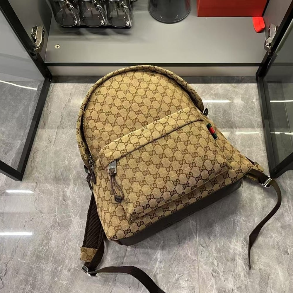 GUCCI GG CANVAS MEDIUM BACKPACK MEDIUM BACKPACK BEIGE AND DARK BROWN 36CM 824624 FAEHZ 9795