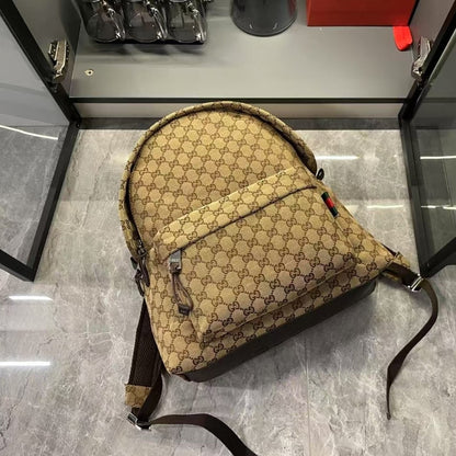 GUCCI GG CANVAS MEDIUM BACKPACK MEDIUM BACKPACK BEIGE AND DARK BROWN 36CM 824624 FAEHZ 9795