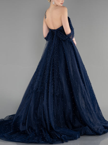 Tube Top Solid Color Mesh Maxi Dress