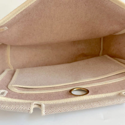 Hermes Chocolate Brown/Beige Toile and Leather Herbag 31 Bag