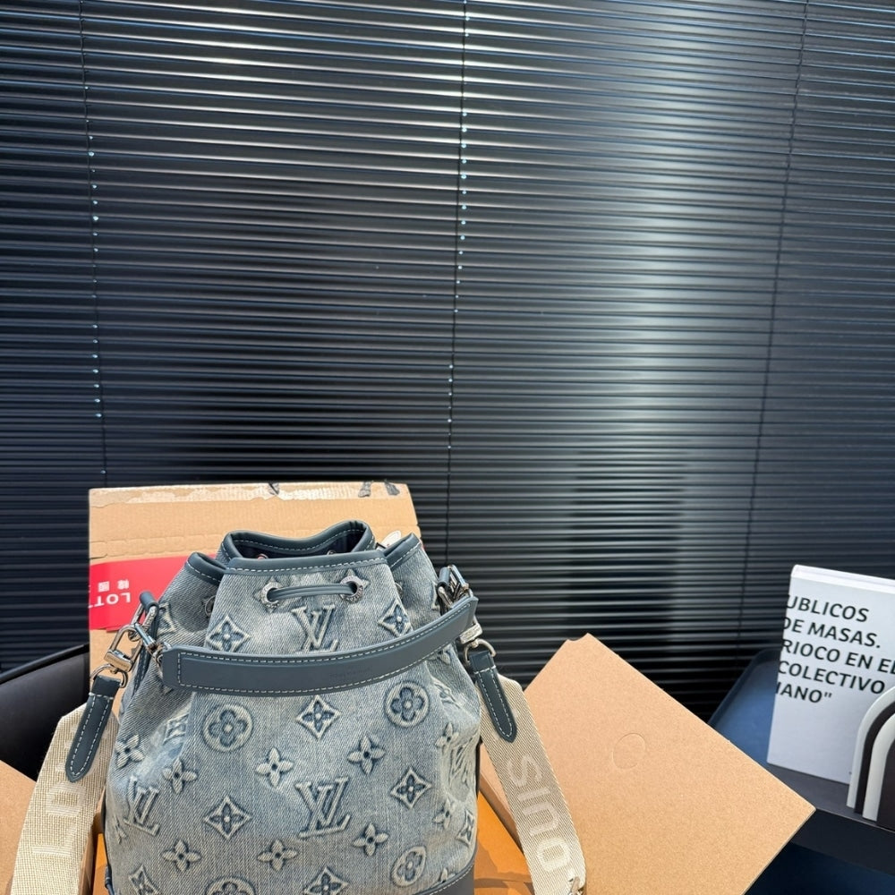 LOUIS VUITTON NOE BAG MONOGRAM DENIM BLUE 25CM