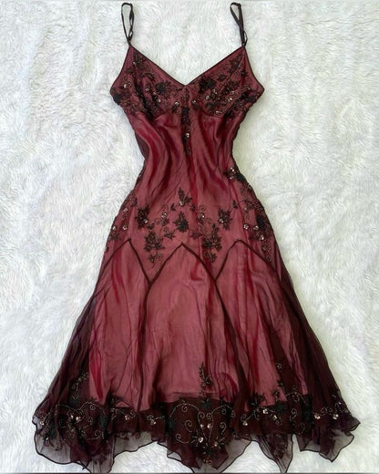 Vintage A line Straps Dark Pink Prom Dresses 22th Birthday Outfit P1974