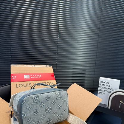 LOUIS VUITTON NOE BAG MONOGRAM DENIM BLUE 25CM