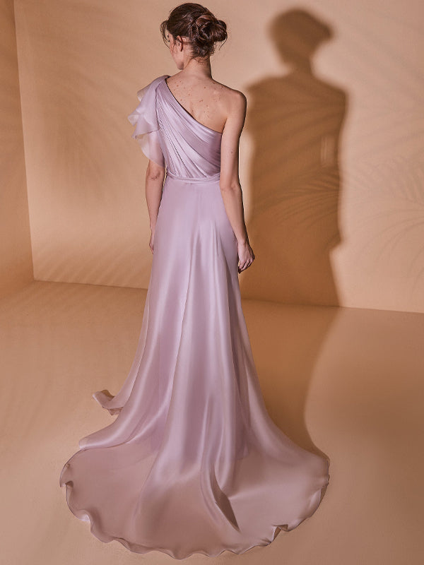 Off-shoulder Solid Color Maxi Dress