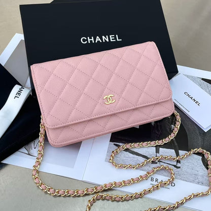 Chanel Classic Wallet on Chain WOC Light Pink Caviar Gold Hardware