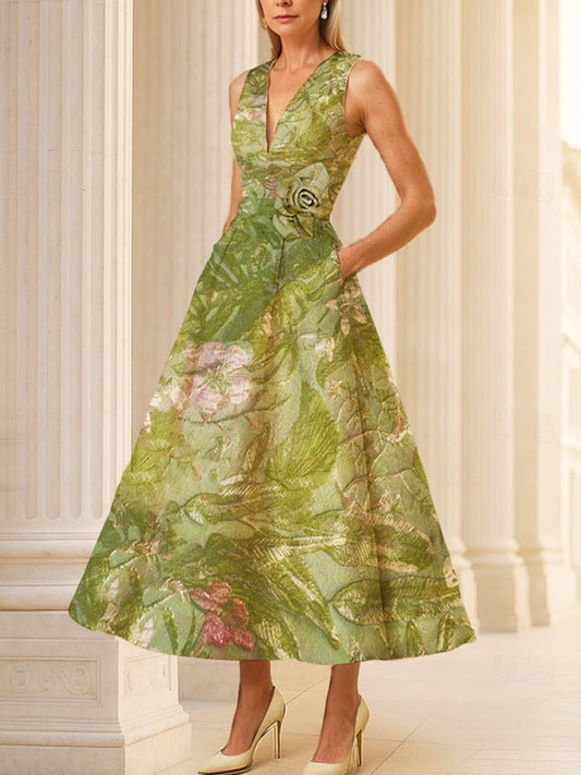 Deep V Temperament Sleeveless Ladies Dress