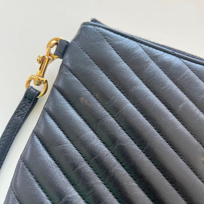 Saint Laurent black quilted leather purse