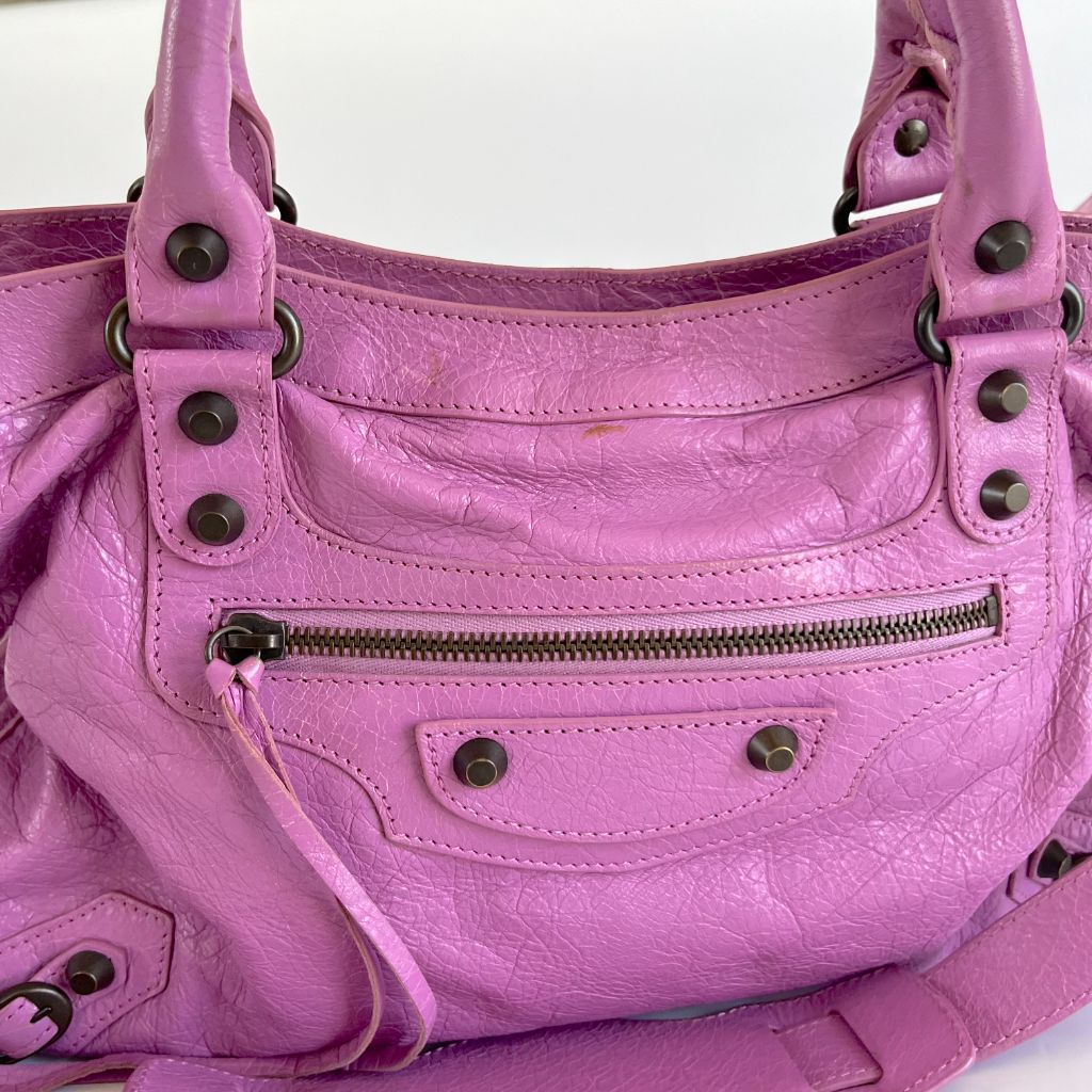 Balenciaga Lilac City leather handbag