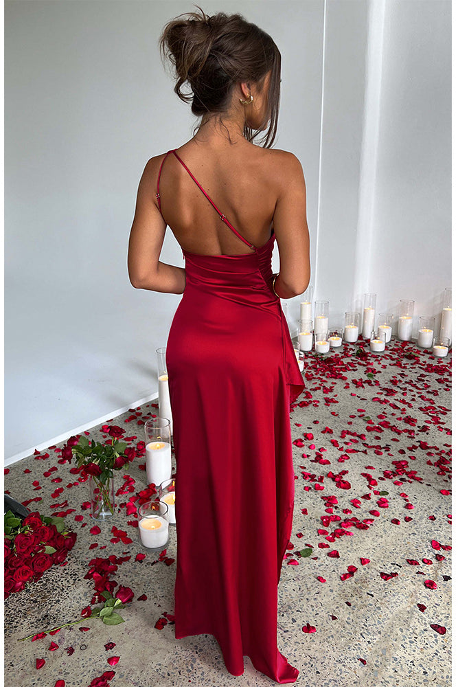 loveedsTM-Sexy one-shoulder slim-fitting long slit backless dress