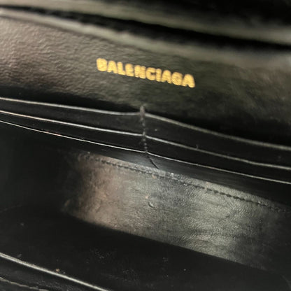 Balenciaga croc embossed hourglass XS top handle bag