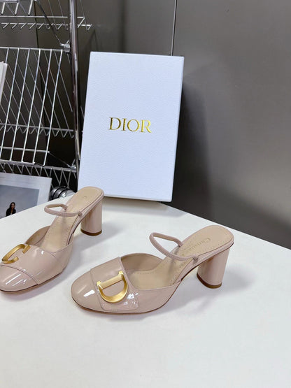 Dior Women C’est Dior Heeled Slide Nude Patent Calfskin