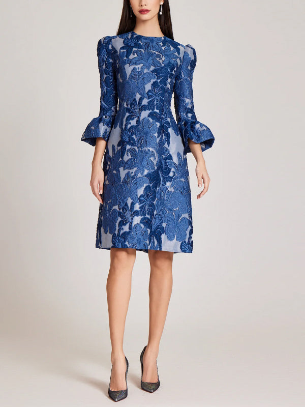 Crew Neck Print Midi Dress