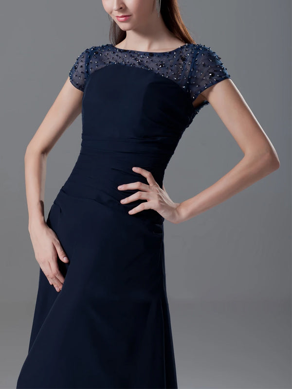 Round Neck Short Sleeve Solid Color Maxi Dress