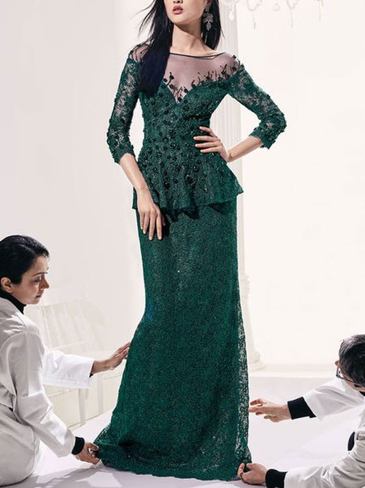 Lace Hollow Ruffle Party Women's Gown