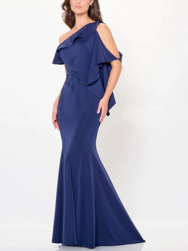 Off-the-shoulder Solid Color Maxi Dress